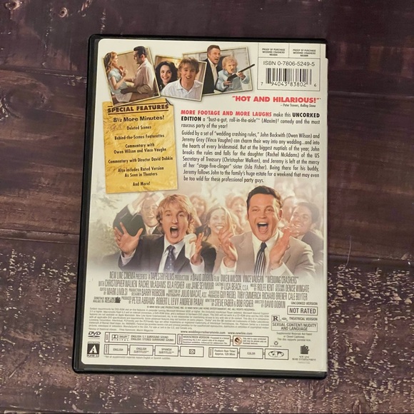 “Wedding Crashers” DVD, Uncorked Version - Picture 3 of 3